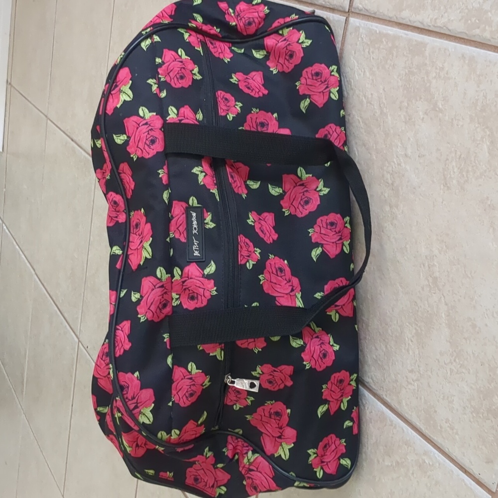 Betsey Johnson Black Bag with Pink Floral Design